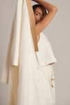 Shop_Moh India_White 100% Pure Linen Plain Open Neck Raisa Overlay _Online_at_Aza_Fashions