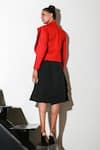 Shop_Echke_Red Lycra Solid Peter Pan Collar Flared Top _at_Aza_Fashions