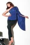 Buy_Echke_Blue Crepe Solid One Shoulder Draped Top _at_Aza_Fashions