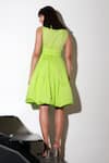 Shop_Echke_Green Cotton Solid Sweetheart Flared Balloon Dress _at_Aza_Fashions