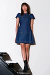 Shop_Echke_Blue Denim Solid Round Short Dress _Online_at_Aza_Fashions