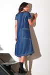 Shop_Echke_Blue Denim Solid Round Asymmetric Dress _at_Aza_Fashions