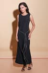 Buy_Echke_Black Crepe Solid Round Neck Maxi Dress _Online_at_Aza_Fashions