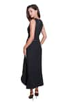 Buy_Echke_Black Crepe Solid Round Neck Maxi Dress 