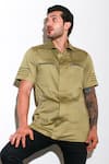 Buy_Echke_Green Lycra Zipper Half Sleeve Shirt_Online_at_Aza_Fashions