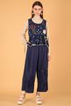 Buy_Sahil Kochhar_Blue Twill Embroidered Pants _at_Aza_Fashions