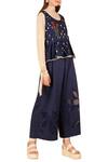 Sahil Kochhar_Blue Twill Embroidered Pants _Online_at_Aza_Fashions