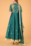 Shop_Sahil Kochhar_Green Chanderi Round Anarkali Set _at_Aza_Fashions