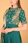 Buy_Sahil Kochhar_Green Chanderi Round Anarkali Set _Online_at_Aza_Fashions