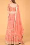 Shop_Sahil Kochhar_Peach Dupion Leaf Neck Embroidered Bridal Lehenga Set _at_Aza_Fashions