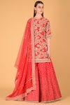 Buy_Sahil Kochhar_Pink Chanderi Round Kurta Lehenga Set _at_Aza_Fashions