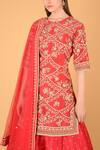 Sahil Kochhar_Pink Chanderi Round Kurta Lehenga Set _Online_at_Aza_Fashions