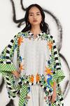 Verb by Pallavi Singhee_White Double Georgette Printed Ecelectic Mandarin Collar Cape Blouse _Online_at_Aza_Fashions