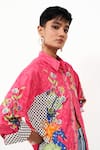 Verb by Pallavi Singhee_Pink Cotton Poplin Printed Checkered Collar Bead Embroidered Shirt _Online_at_Aza_Fashions