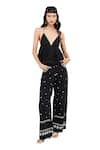 Buy_Verb by Pallavi Singhee_Black Cotton Embroidery Star Wide Legged Pant 