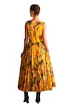 Verb by Pallavi Singhee_Yellow Organza Printed Floral Round Tiered Midi Dress _Online_at_Aza_Fashions