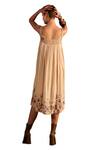 Verb by Pallavi Singhee_Beige Chiffon Embroidered Floral Square Asymmetric Midi Dress _Online_at_Aza_Fashions