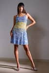 Buy_Verb by Pallavi Singhee_Blue Tulle Round Ombre Embroidered Short Dress _at_Aza_Fashions