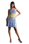 Shop_Verb by Pallavi Singhee_Blue Tulle Round Ombre Embroidered Short Dress _Online_at_Aza_Fashions