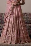 Irrau by Samir Mantri_Pink Blouse And Lehenga Crepe Embroidery Sequin Raahi Paisley Bridal Set_Online_at_Aza_Fashions