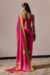 Shop_Irrau by Samir Mantri_Fuchsia Satin Printed Floral Anaya Saree _at_Aza_Fashions