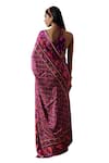 Irrau by Samir Mantri_Purple Satin Printed Floral Vine Tara Saree _at_Aza_Fashions