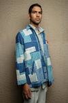 Buy_Shruti Sancheti_Blue Cotton Embroidered Thread Checkered Jacket  _at_Aza_Fashions