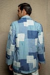 Shop_Shruti Sancheti_Blue Cotton Embroidered Thread Checkered Jacket  _at_Aza_Fashions