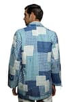 Shop_Shruti Sancheti_Blue Cotton Embroidered Thread Checkered Jacket  _Online_at_Aza_Fashions