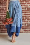Buy_Shruti Sancheti_Blue Cotton Checkered Pattern Asymmetric Skirt _Online_at_Aza_Fashions
