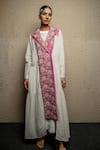 Buy_Shruti Sancheti_White Cotton Checkered Tiered Trench Jacket  _at_Aza_Fashions