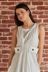 Buy_Shruti Sancheti_White Cotton Round Midi Dress _Online_at_Aza_Fashions