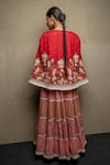 Shop_Shruti Sancheti_Red Jamdani Embroidered Thread Round Floral Bird Cape  _at_Aza_Fashions