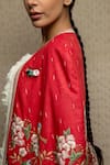 Buy_Shruti Sancheti_Red Jamdani Embroidered Thread Round Floral Bird Cape  _Online_at_Aza_Fashions