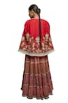 Shop_Shruti Sancheti_Red Jamdani Embroidered Thread Round Floral Bird Cape  _Online_at_Aza_Fashions