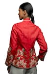 Shop_Shruti Sancheti_Red Cotton Embroidered Floral Lapel Collar Jacket With Belt _Online_at_Aza_Fashions