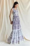 Shruti Sancheti_Purple Silk Mul Embroidered Floral Round Yoke Maxi Dress  _Online_at_Aza_Fashions