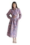 Buy_Shruti Sancheti_Purple Viscose Printed Paisley Collared Shirt Dress With Belt  _Online_at_Aza_Fashions