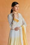 Buy_Shruti Sancheti_Yellow Silk Mul Embroidery Thread Floral Ombre Angarkha Anarkali Set  _Online_at_Aza_Fashions