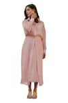 Buy_Kapraaaha_Pink Jacket Organza Collared Straight Dress With  _Online_at_Aza_Fashions