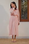 Shop_Kapraaaha_Pink Jacket Organza Collared Straight Dress With  _Online_at_Aza_Fashions