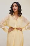 Shop_Kapraaaha_Yellow Jacket Or Collared Button Down Straight Dress With Women
