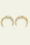 Buy_ISHARYA_Gold Plated Cubic Zirconia Crescent Spiked Studs _at_Aza_Fashions