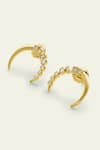 Shop_ISHARYA_Gold Plated Cubic Zirconia Crescent Spiked Studs _at_Aza_Fashions