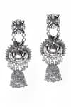 Nayaab by Aleezeh_Grey Beads Floral Carved Jhumkas_Online_at_Aza_Fashions