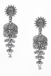Nayaab by Aleezeh_Grey Tribal Carved Earrings_Online_at_Aza_Fashions