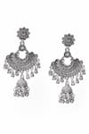 Nayaab by Aleezeh_Grey Beaded Drops Geometric Carved Earrings_Online_at_Aza_Fashions