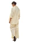 Buy_AFFROZ_Off White Cotton Satin Collared Button Down Shirt And Trouser Set _Online_at_Aza_Fashions