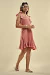 Shop_AFFROZ_Pink Cotton Satin Sqaure Frilled Hem Tie-up Strap Dress _Online_at_Aza_Fashions