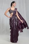 Buy_Samyukta Singhania_Magenta Banglorian Silk Embellished Metallic Pre-draped Saree With Blouse _at_Aza_Fashions